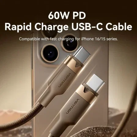 Vention Cable USB-C a USB-C 60W 3A 1m Oro Desierto TRDJF Vention Cable USB-C a USB-C 60W 3A 1m Oro Desierto TRDJF